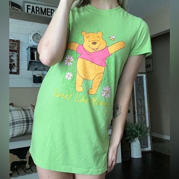 Disney Winnie the Pooh Y2K Sweet Like Honey Graphic T Shirt Dress - Picture 3 of 8